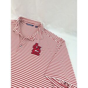 Cutter Buck St Louis Cardinals  Polo Shirt Men 2XL XXL Striped White  Red Logo